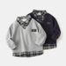 Children's Fake Two Piece Sweatshirt Wholesale 2025 New Korean Version Boy Baby Shirt Collar Splicing Sweatshirt One Piece Drop Shipping_viptrois.com