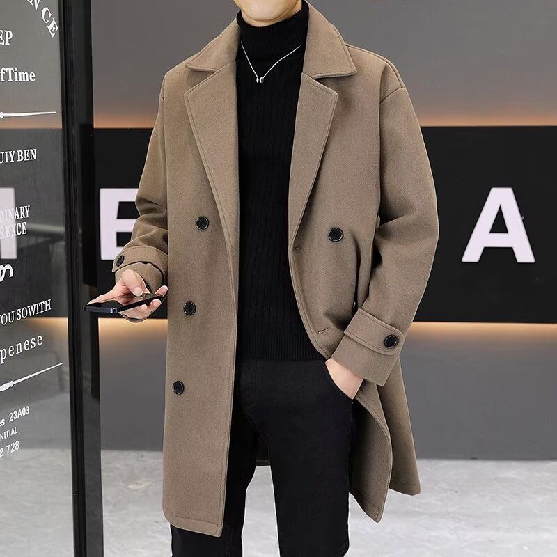 Pulse Fashion Autumn Winter New Wool Coat Wide Version British Style Trendy Mid-Length Woolen Jacket For Men_viptrois.com
