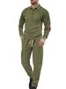 Men's Clothing Foreign Trade European And American Casual Sports Lapel Long Sleeved Two Piece Suit Men's Loose Solid Color Workwear Suit_viptrois.com