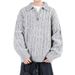 Men's Oversized Polo Knit Sweater - Half Zip Cable Design, Classic Preppy Style, Comfortable & Breathable (Green, Apricot, Light Gray, Dark Gray)_viptrois.com
