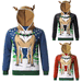 2026 Autumn And Winter New Men's Jacket, Hooded Antler Print Color Matching Sweater_viptrois.com