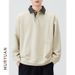 Men's Jacquard Textured Collar Polo Sweatshirt – Loose Fit Knit Pullover With -Style Collar Design_viptrois.com