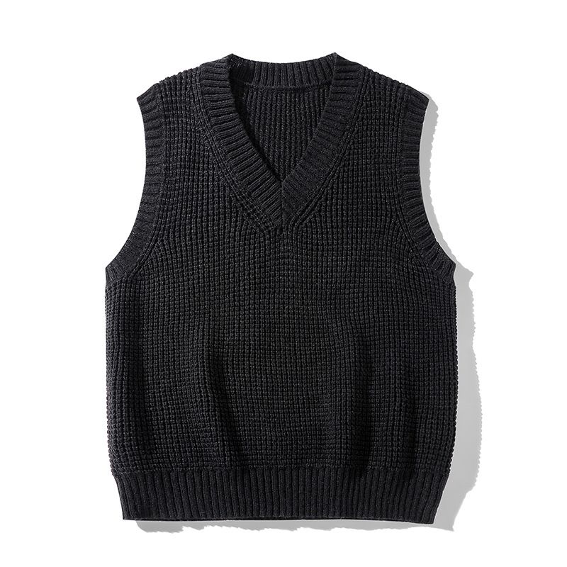 Men's Clothing New Men's Sweater Vest Couple's Same Style Sleeveless Waistcoat Korean Version Of The College Style V Neck Sweater Jacket_viptrois.com