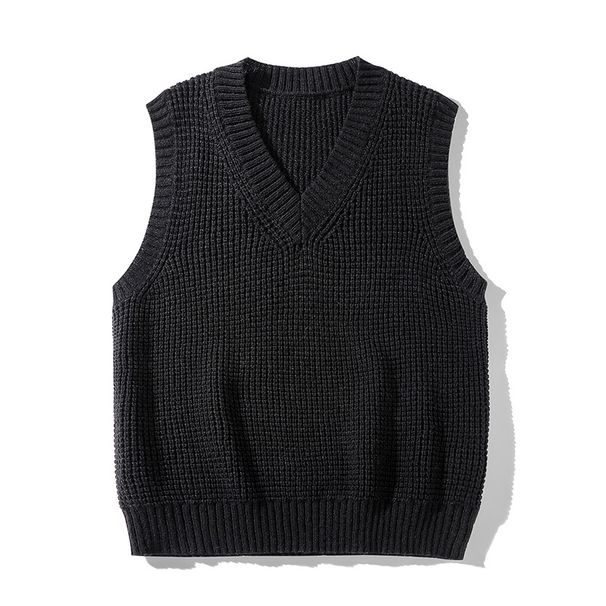 Men's Clothing New Men's Sweater Vest Couple's Same Style Sleeveless Waistcoat Korean Version Of The College Style V Neck Sweater Jacket_viptrois.com