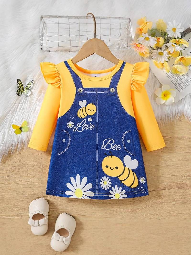 Kids' Clothing Infant Long Sleeved Printed Dress_viptrois.com