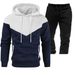 Men's Clothing Men's Color Matching Hooded Pullover Sports Casual Sweater Suit Winter Plus Velvet To Keep Warm_viptrois.com