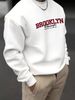 Men's Loose Casual Fashion BROOKLY Letter Pattern Printed Round Neck Long Sleeved Pullover Hoodie For Autumn And Winter_viptrois.com