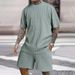 Men's Clothing Casual Texture Loose Summer Vacation Suit Short Sleeved American Style_viptrois.com
