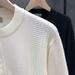 Men's Clothing Henry Collar Long Sleeve Sweater Pullover Striped Men's Round Neck Solid Color Versatile Bottoming Shirt Solid Color Knitted Sweater_viptrois.com