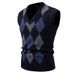 Argyle Knit Vest For Men – Slim Fit Sleeveless Sweater With V-Neck_viptrois.com