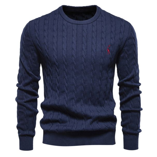 Nordmann Autumn Winter New Cross-Border High-Quality Sweater Pullover Deer Embroidery Solid Color Knitwear Men's Style_viptrois.com