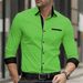 Classic Fit Men's Long Sleeve Shirt With Single Row Buttons & Functional Pockets, Breathable Stretch Polyester For Casual & Office Wear_viptrois.com