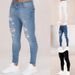 2023 Pencil Pant Elatic Sweatpant Men Fit Solid Ripped Denim Harem Pant Caual Black Blue White Detroyed Jean_viptrois.com