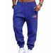 Cross Border Independent Station Spring And Autumn American Loose Men's Casual Simple Freedom Independence Day Sports Casual Drawstring Sweatpants_viptrois.com
