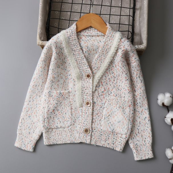 Pearl Snow Wool Cardigan Girls Sweater Medium And Large Children's Autumn And Winter Children's Sweater New Style_viptrois.com