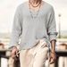 Men's Clothing Spring Retro Solid Color Men's V Neck Long Sleeved Top Loose Men's Hollow Knitted Sweater_viptrois.com