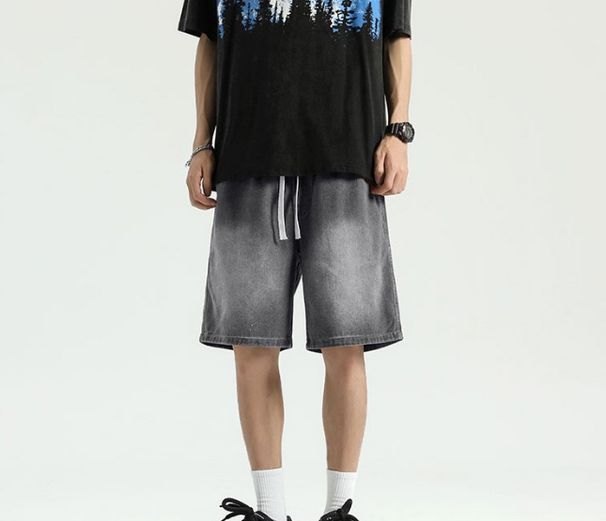 2025 Summer New Fashionable Brand Straight-Cut Pants, Versatile Loose-Fitting Casual Five-Inch Jeans_viptrois.com