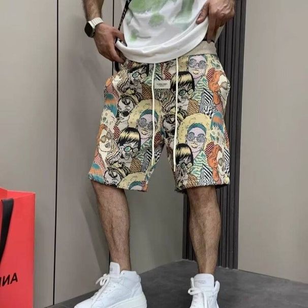 Men's Clothing Summer High End Jacquard Casual Shorts Trendy Loose Versatile Breathable Athletic Five Point Pants For Men And Women_viptrois.com