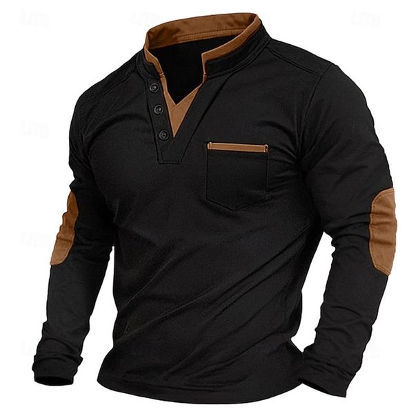 Business Leisure Mature Charm Men's Clothing, Autumn New Retro Casual V-neck Men's Hoodie Long Sleeve T-shirt, Sweatshirt Top_viptrois.com