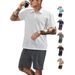 Men's Clothing New Pallets Men's Casual Sports Linen Small Plaid Lapel Shirt Suit_viptrois.com
