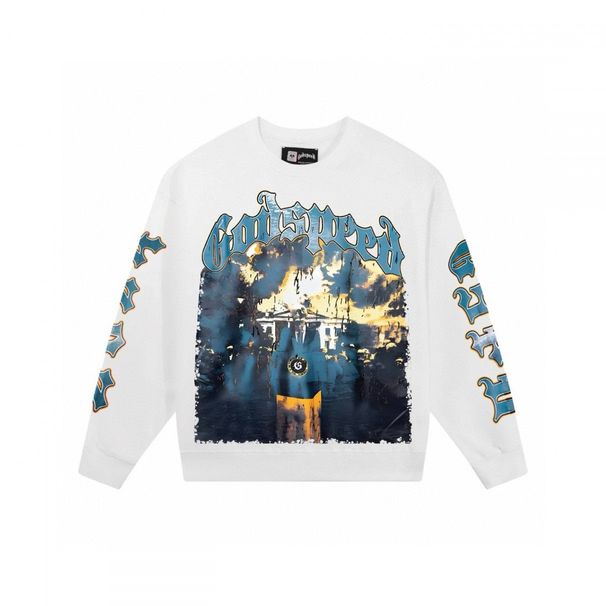 Trendy Brand Skull Print Heavy Cotton Unisex High Street Crew Neck Long Sleeve Sweatshirt_viptrois.com