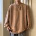 New suede hoodie for men in spring and autumn, loose fitting with inner layer, men's round neck long sleeved base shirt_viptrois.com