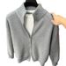 Unisex Zip-Up Cardigan – Slim Fit Stand Collar Sweater (Black/Grey/Apricot/Red)_viptrois.com