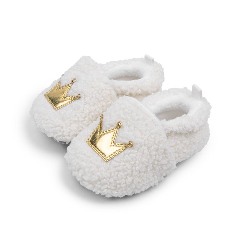 Autumn And Winter New Baby Shoes Plush Crown Toddler Shoes Warm And Soft Soled Baby Cotton Shoes Do Not Drop Shoes_viptrois.com