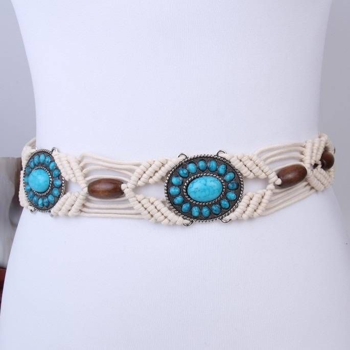 Bohemian Flower Waist Chain Vintage Style Beaded Braided Decorative Belt_viptrois.com