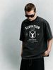 Vintage Washed "ELEVATION CLUB" Deer Graphic 230g Cotton T-Shirt Men's Casual Streetwear Tee_viptrois.com