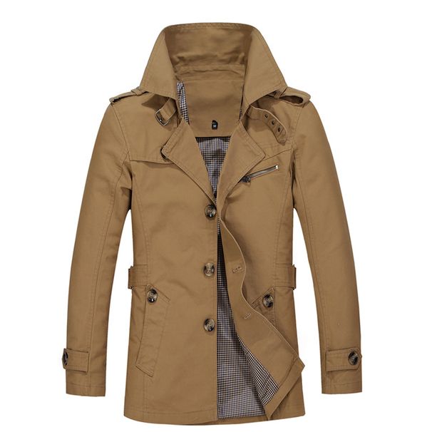 Mens New Trench Coat Business Long Jacket Plus Size Overcoat Windbreaker Casual Office Wear Outerwear_viptrois.com