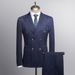Men's Slim Fit Double-Breasted Stripe Suit Set - Modern Business & Wedding Blazer With Side Vents, Acetate Blend_viptrois.com