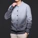 Men's Slim-Fit Gradient V-Neck Cardigan – Korean-Style Knit Sweater For Autumn, Casual Lightweight Pullover_viptrois.com