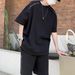 Men's Clothing Zipper Design Short Sleeved T Shirt Sports Suit Men's Summer Casual Shorts Two Piece Suit_viptrois.com