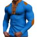 Unbeatable Quality Autumn New Men's Waffle Color Blocked V-neck Top With Tie, Casual Long Sleeved Base T-shirt_viptrois.com