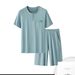 Men's Clothing Cotton Pajamas Solid Color Casual Short Sleeved Teenagers Home Clothes_viptrois.com