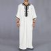 Men's Long Shirt, Casual Youth, Ordinary Black Muslim Embroidered Robe_viptrois.com