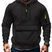 Men's Zip Pocket Hoodie - Breathable Polyester Pullover With Arm Storage, Oversized Fit For Casual & Sports_viptrois.com