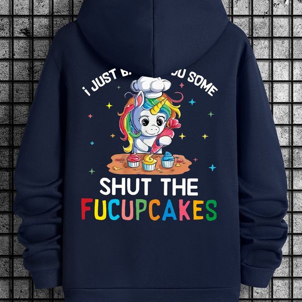 Men's Autumn And Winter Casual Fashionable Loose Hooded Sweatshirt With Cartoon Pattern Printed Warm Long Sleeved Pullover_viptrois.com