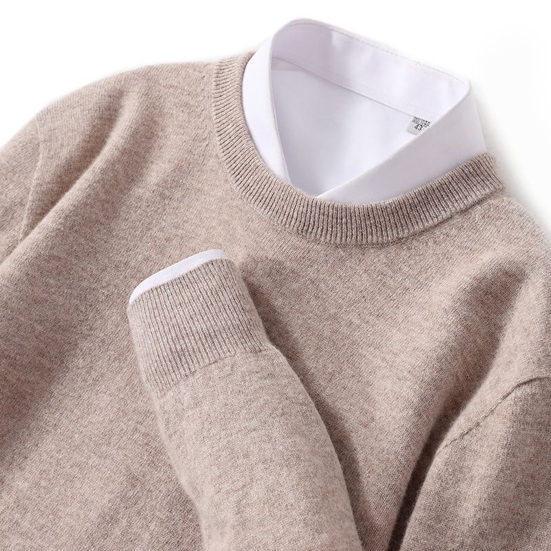 Men's Oversized Crewneck Sweater – Soft Knit Pullover For Spring & Winter (Navy/Black/Dark Grey/Apricot, Sizes M-3XL_viptrois.com