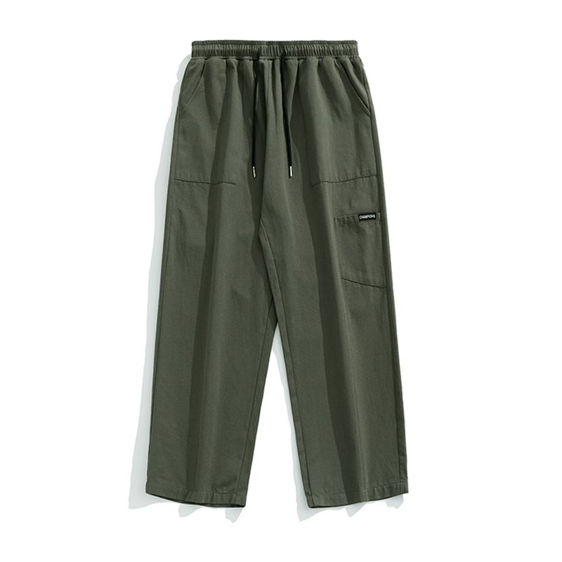 Men's Clothing Men's Spring Casual Trousers With Center Seam Stitching Design And Side Patch Pockets, Japanese Retro Drape Loose Trousers_viptrois.com