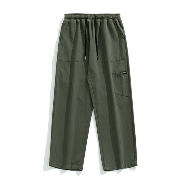 Men's Clothing Men's Spring Casual Trousers With Center Seam Stitching Design And Side Patch Pockets, Japanese Retro Drape Loose Trousers_viptrois.com