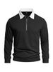 2026 Men's Collarless Half-Zip Waffle Shirt Casual American Loose Color-Plaid Sweatshirt For Men_viptrois.com