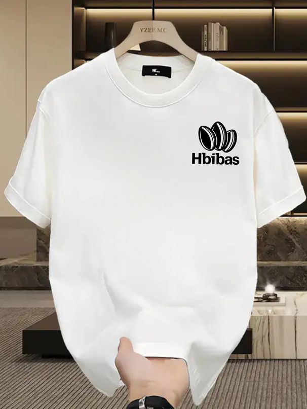 Summer New Men's Short Sleeve Tee, Simple Leaf & Letter Chest Print, Outdoor Sports Trendy Casual Top_viptrois.com