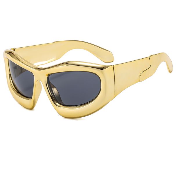 New Electroplated Silver Frame Sunglasses Gold Butterfly Fashion Trend Cyberpunk Hip Hop Sunglasses Personality Y2K_viptrois.com