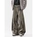 Men's Clothing Streetwear Distressed Cargo Jeans For Men - Vintage Washed Cotton Work Pants With Wrinkled Design, Loose Fit, Straight Leg, Green_viptrois.com