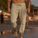 Unbeatable Quality New Men's Solid Color Drawstring Cotton Linen Loose Beach Casual Pants_viptrois.com