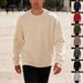 Men's Fleece-Lined Crewneck Sweatshirt – Heavyweight Relaxed Fit Casual Pullover (Solid Colors, Plus Sizes Available)_viptrois.com