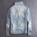 Men's Clothing One Piece Drop Shipping Autumn New Men's Retro Denim Jacket Light Color Hole Slim Fit Clothes Korean Style Denim Jacket_viptrois.com