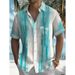 Men's Linen Short Sleeve Shirt With 3d Print, Relaxed Fit For Summer, Casual Breathable Button Down Shirt_viptrois.com